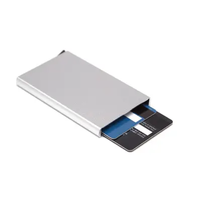 Porta Tarjetas de Credito personalizado, color gris plata