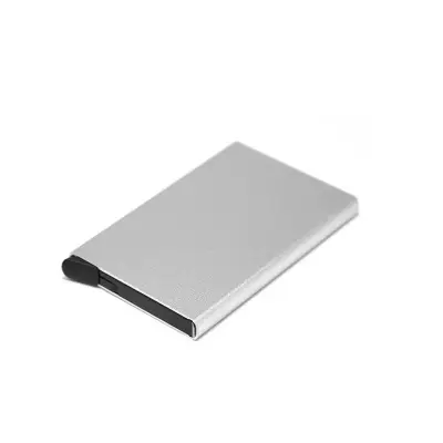 Porta Tarjetas de Credito personalizado, color gris plata