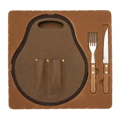 Set de Asado Estribo personalizado, color natural